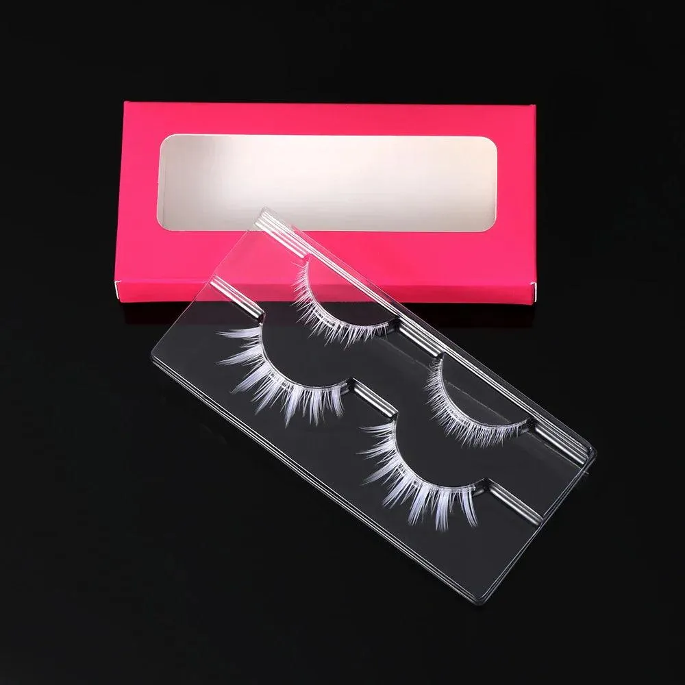 Dramatic White Cosplay Eyelashes for Halloween - Wispy Natural Soft Extensions