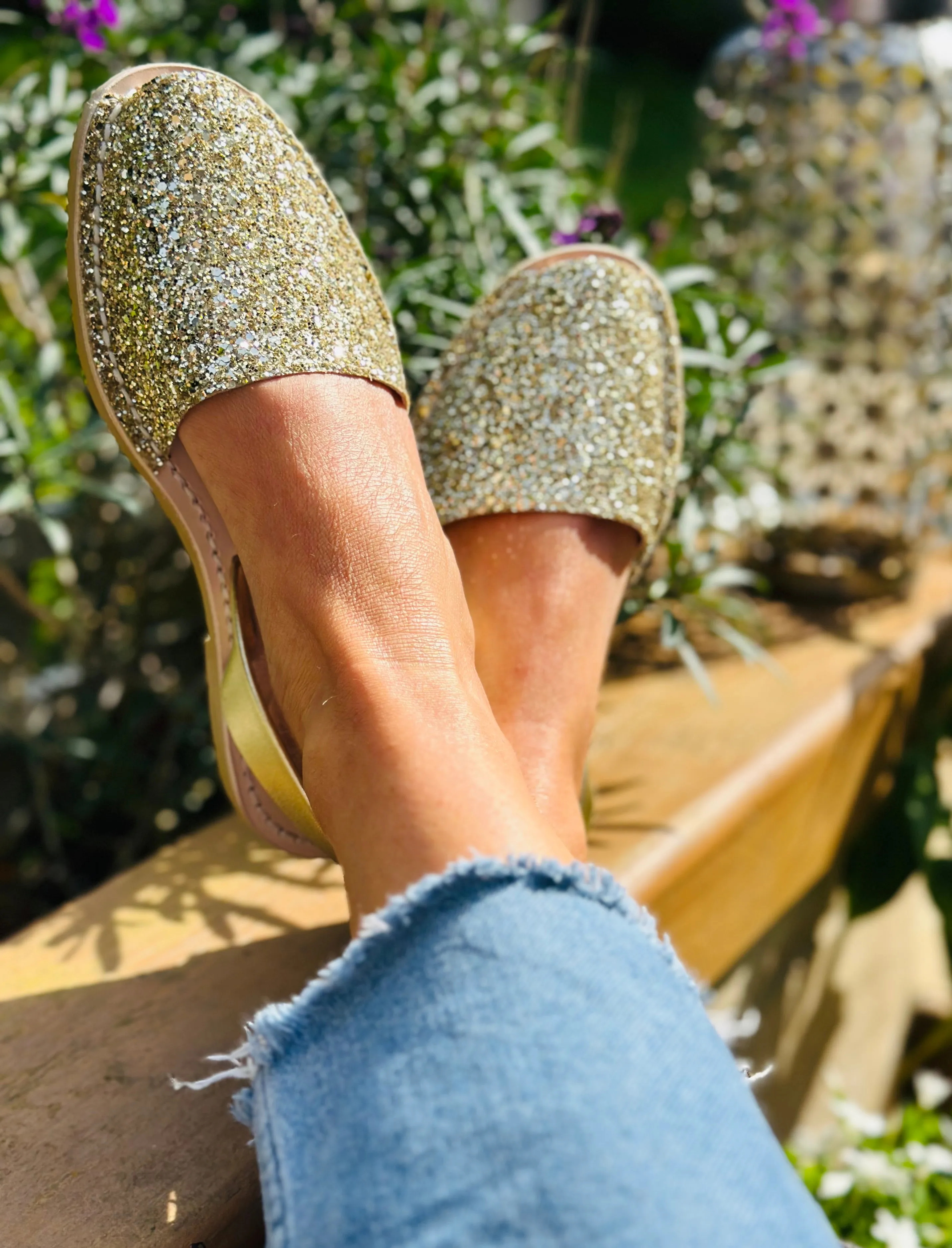 Gold Glitter Avarcas