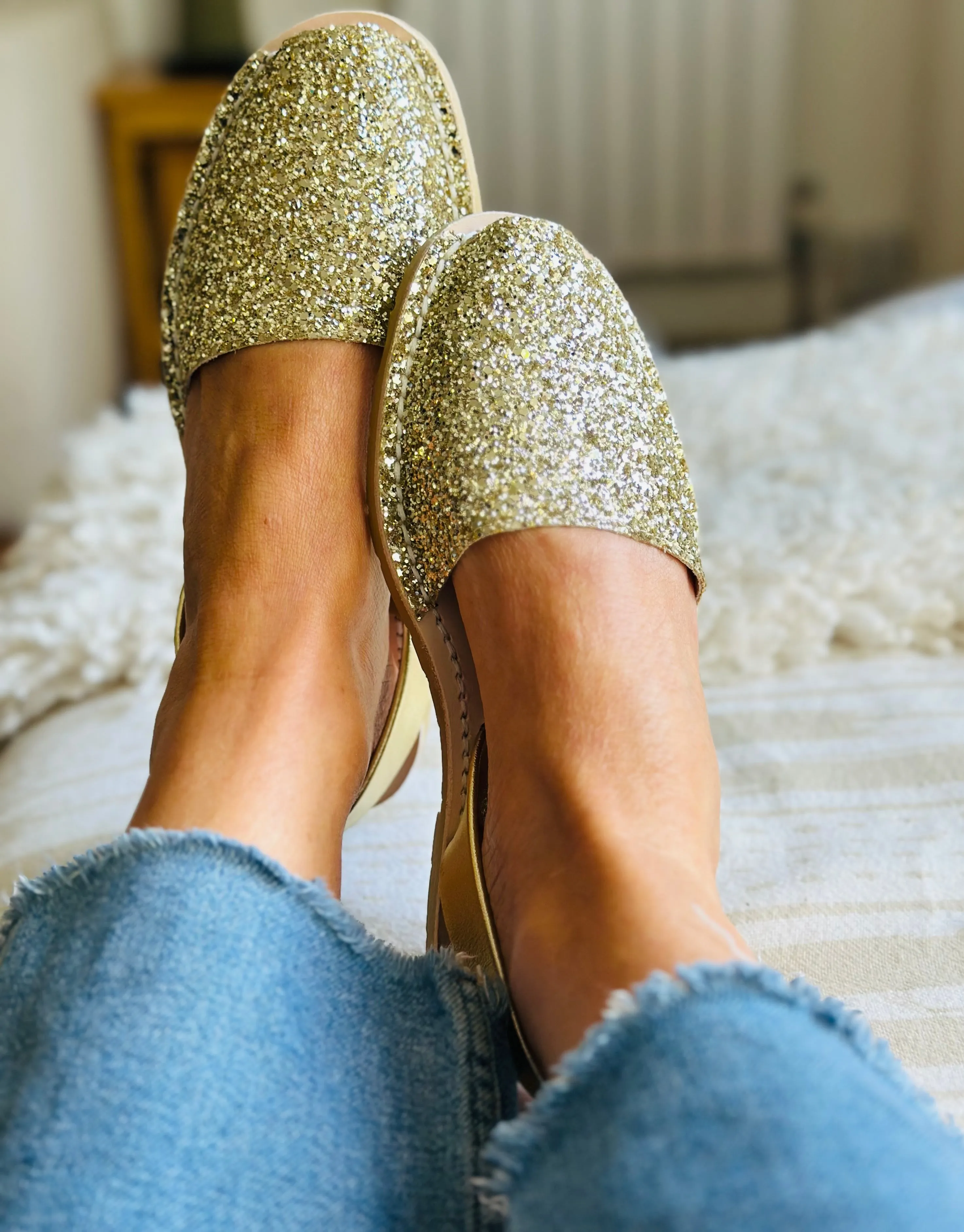 Gold Glitter Avarcas