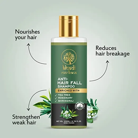 Khadi Meribana Pack Of 2 Anti-Hair Fall Enriched With Tea Tree/Rosemary/Bhringraj Shampoo 200ml
