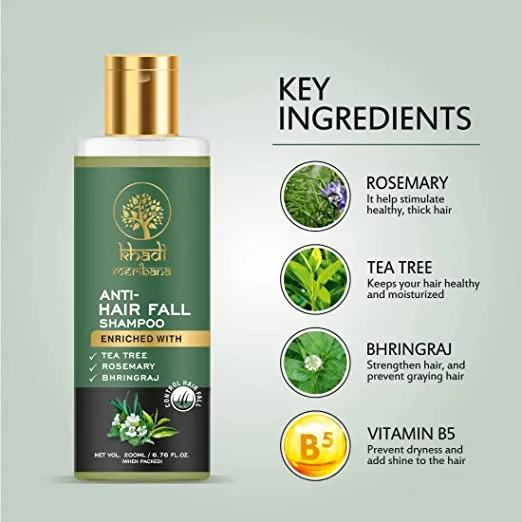 Khadi Meribana Pack Of 2 Anti-Hair Fall Enriched With Tea Tree/Rosemary/Bhringraj Shampoo 200ml