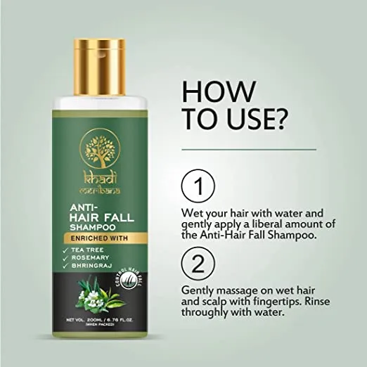 Khadi Meribana Pack Of 2 Anti-Hair Fall Enriched With Tea Tree/Rosemary/Bhringraj Shampoo 200ml