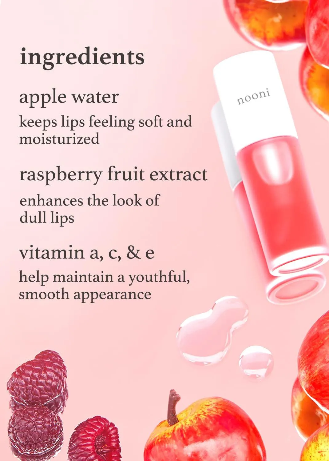 Korean Lip Oil - Appleberry | Lip Stain, Gift, Long-Lasting, Moisturizing, Plumping, Revitalizing for Dry Lips, Waterproof, No Peel Off, Korean Lip Tint, Red Tinted Lips, 0.12 Fl Oz