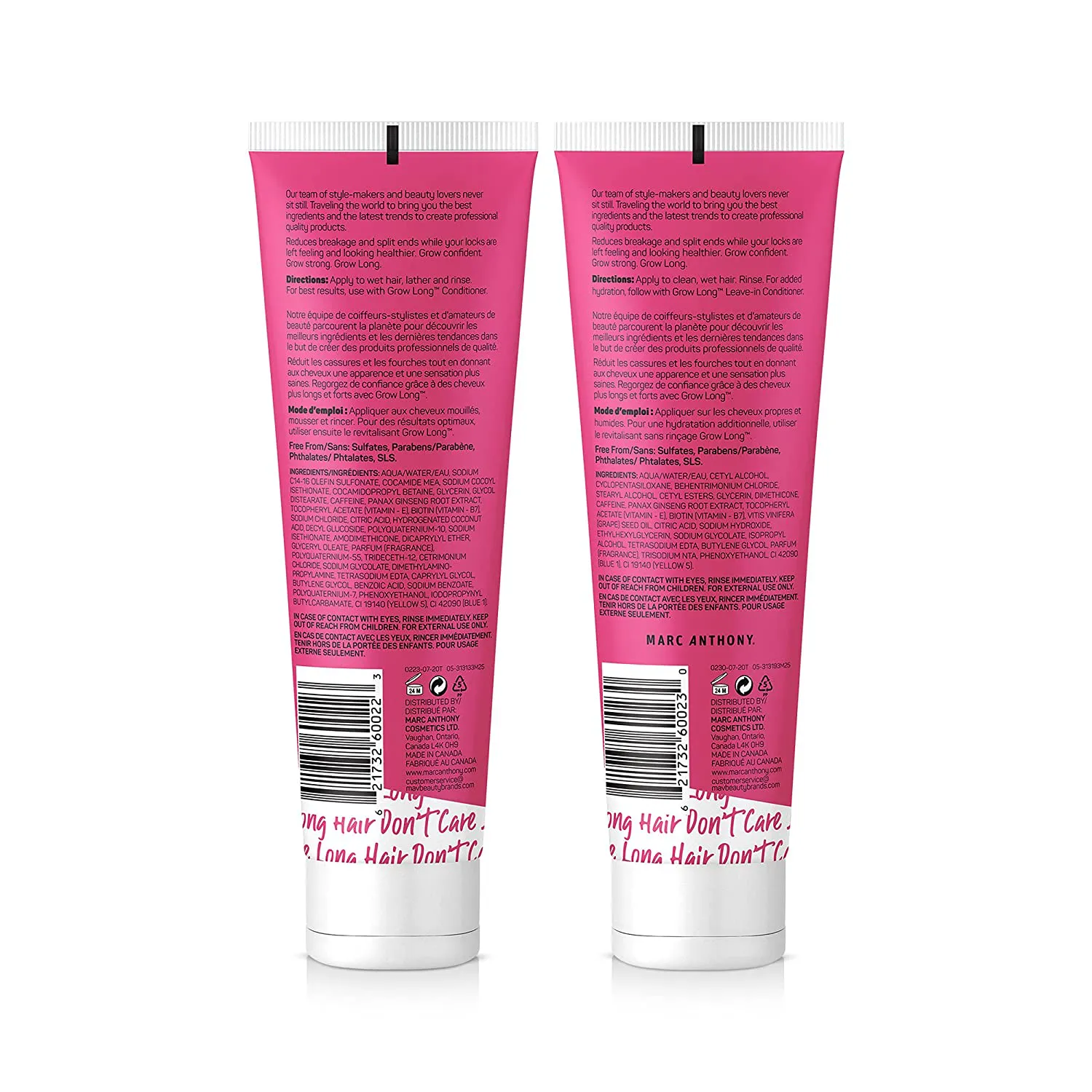 Marc Anthony Grow Long Biotin Shampoo and Conditioner Gift Set, Vitamin E and Caffeine, Sulfate Free, Color Safe Curly Hair & Dorm Room Essential for Women, Basic, 16.8 Oz