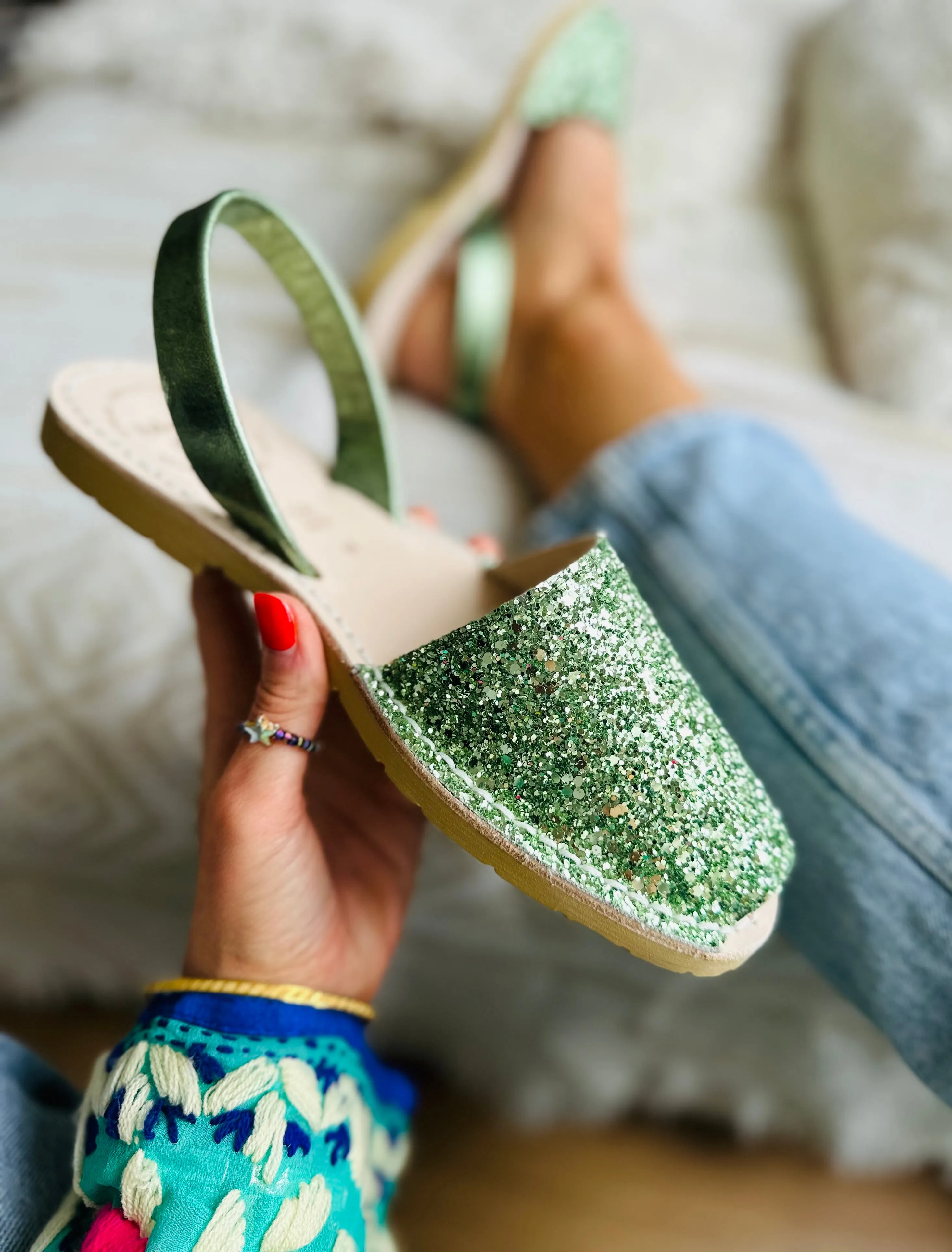 Menta Glitter Avarcas