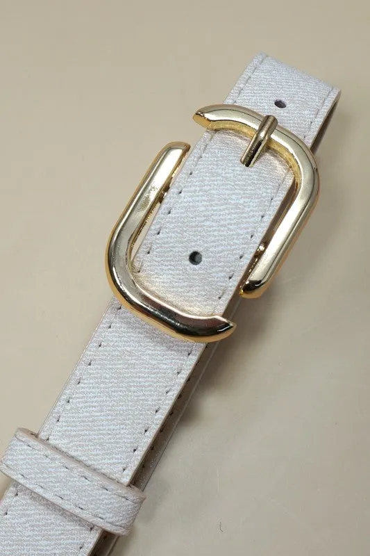 Modern Rectangle Buckle Faux Leather Belt