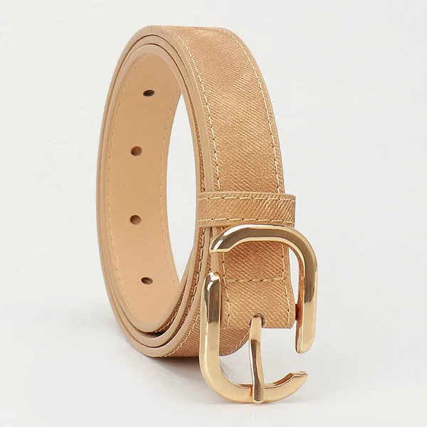 Modern Rectangle Buckle Faux Leather Belt