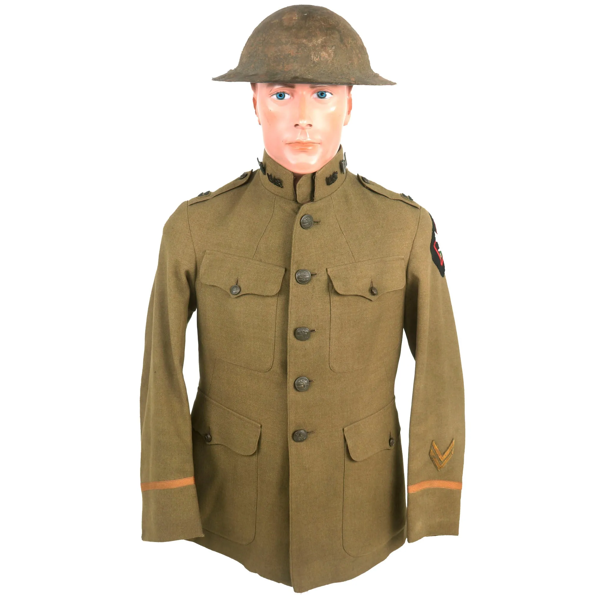 Original Identified WWI US 14th Engineers Officer’s Uniform & Helmet Grouping - Heavy Combat Record