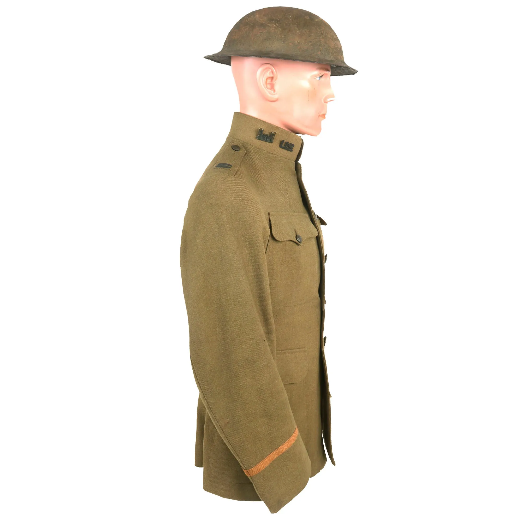 Original Identified WWI US 14th Engineers Officer’s Uniform & Helmet Grouping - Heavy Combat Record