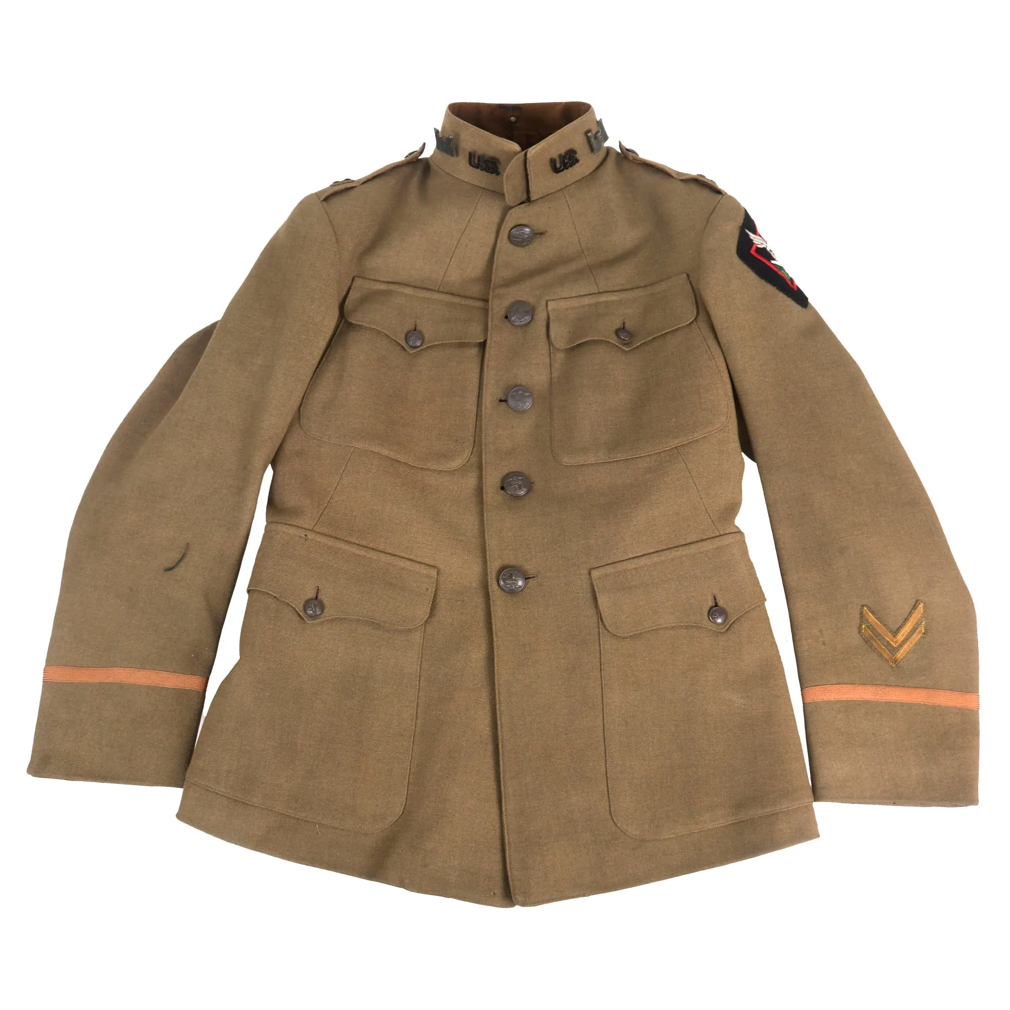 Original Identified WWI US 14th Engineers Officer’s Uniform & Helmet Grouping - Heavy Combat Record