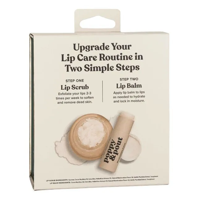 Poppy & Pout Gift Set, Lip Care Duo, Marshmallow Creme