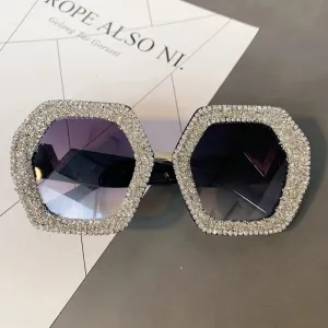 "Kendal" Glitter Oversize Round Sunglasses